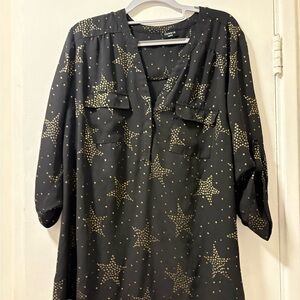 Torrid Black and Gold Star Print Blouse